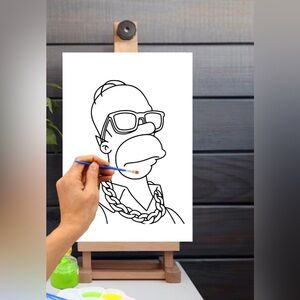 Paint Your Own Homer Canvas, Sip and Paint Canvas, Adult Cartoon Decor